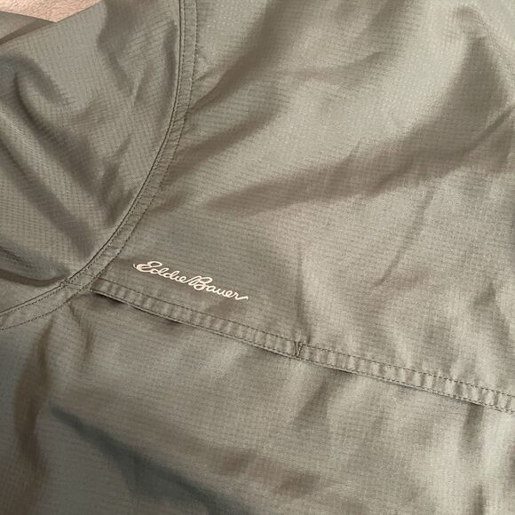 Eddie Bauer Button Down Shirt Mens L Green Performance Vented Hiking Fishing - Picture 10 of 12